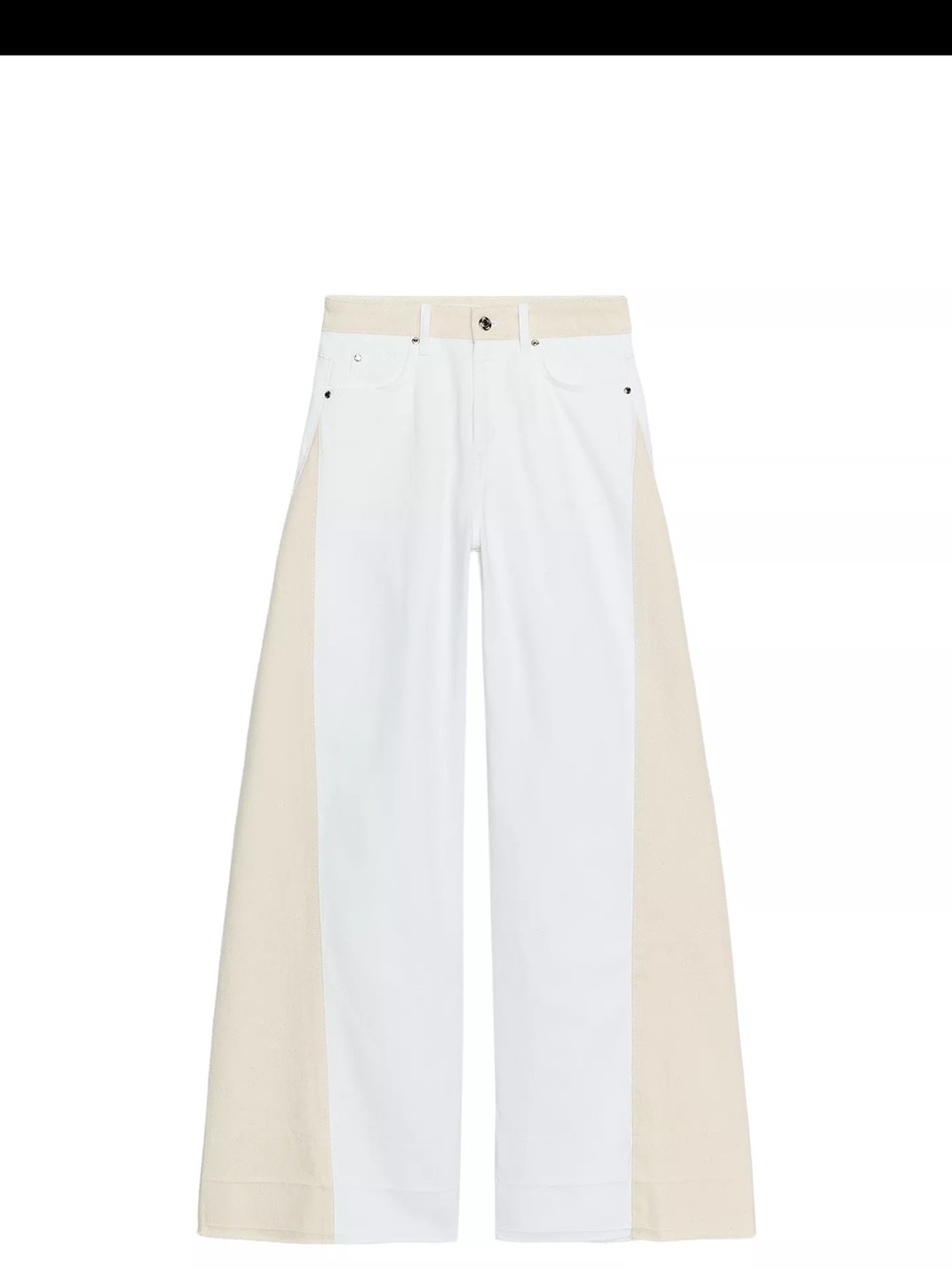 Zara Wide Leg Two-Tone Jeans - White and Cream